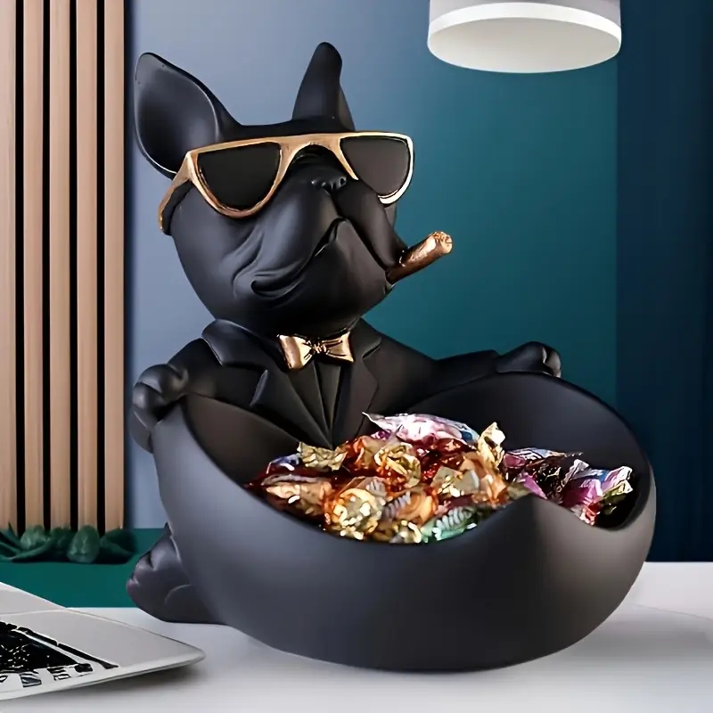 Art And Craft Sunglasses - กล่องเก็บของรูปปั้นสุนัขสุดเท่ แว่นกันแดดดีไซน์สร้างสรรค์ รูปปั้นบูลด็อก ของตกแต่งบ้าน งานฝีมือเรซิ่น ของขวัญ