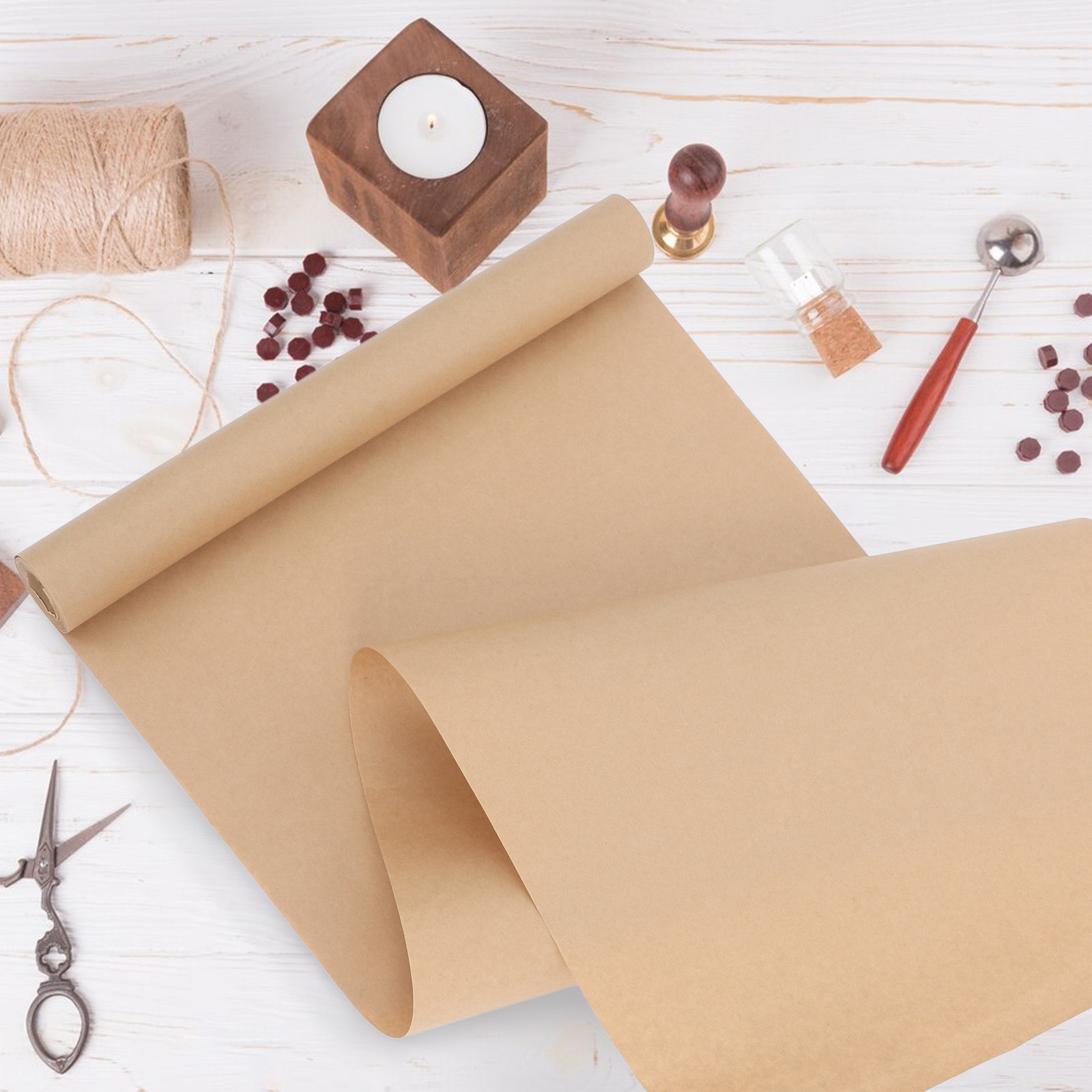 ม้วนกระดาษห่อสีน้ำตาล ม้วนกระด - Art Craft Table บทวิจารณ์และราคา